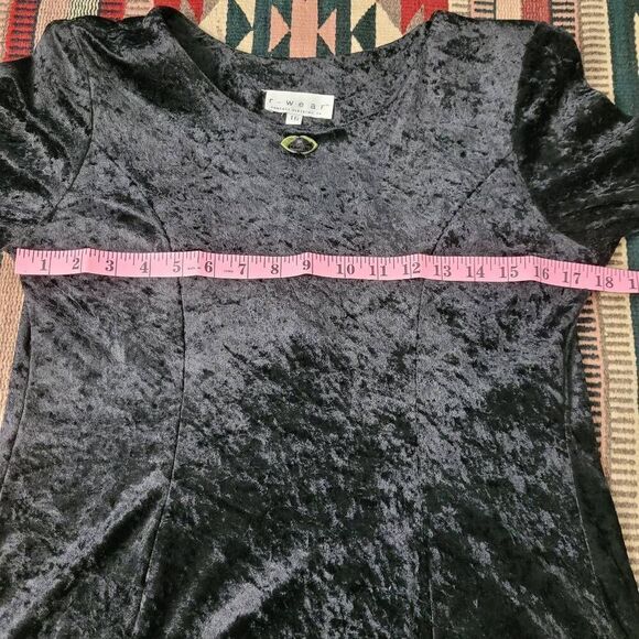 Vtg R-Wear Rampage Black Crushed Velvet Dress Sz M Gothic Dark Romantic Vampire - Picture 6 of 8